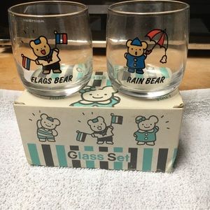 Yukari from Japan in box set of two juice drinking glasses with adorable bears